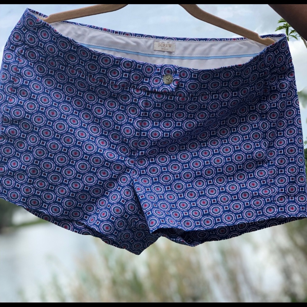 J Crew Stretch Short Blue, Red and White